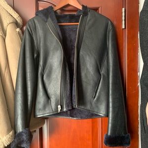 Real Fur leather coat jacket